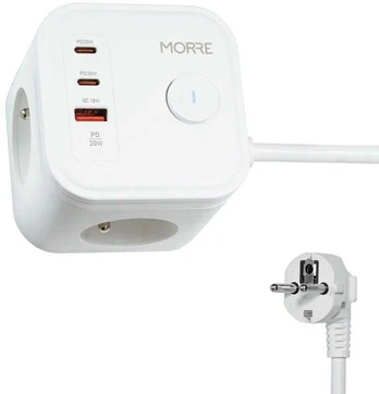 Tiross MORRE KOSTKA ZASILAJĄCA 3G, 2xUSB, USB-C 1,5m