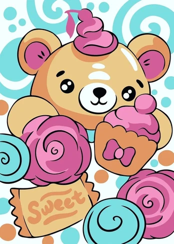 Paint by numbers kit Bear sweets 13x16 cm MINI168