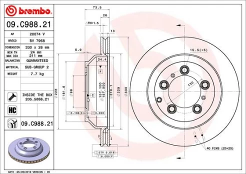 Stabdžių diskas BREMBO 09.C988.21