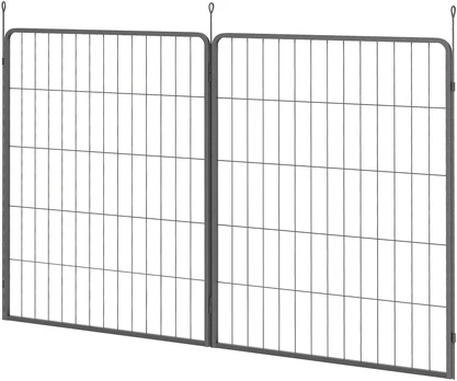 Aosom 2 vnt. šuniukų aptvaro prailginimo panelės, plienas, pilka