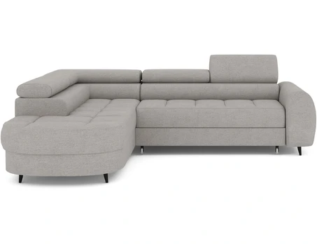 Vesteria left-hand corner sofa with sleeping function and storage compartment, grey velvet, Modern, Gray