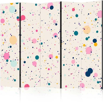Artgeist Pertvara - Dots - Spots and Splashes Multicolored - Cheerful Pattern on a Light Rožinė Background