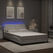 Lovos rėmas su LED, baltos spalvos, 120x200cm, dirbtinė oda kaina