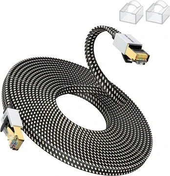Cat8 Ethernet kabelis 30m, plokščias, 40 Gbps, 2000 Mhz
