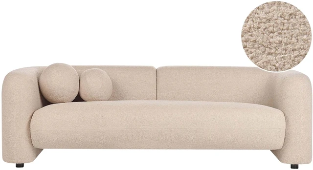 Beliani Trivietė sofa LEIREN Boucle, smėlio spalvos