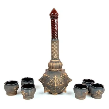 Set für alkoholische Keule Dekor Bronzeflasche mit Gläsern, Geschenk