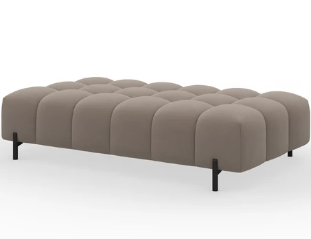 Ferivo quilted pouffe on legs, beige plush, Modern, Beige