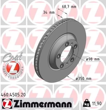 Stabdžių diskas ZIMMERMANN 460.4505.20
