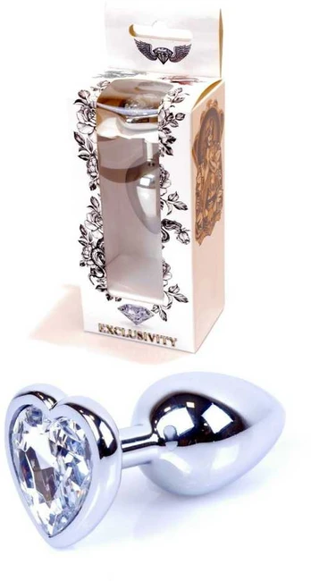 B Series Heavyfun Plug-Jewellery Sidabrinis Heart PLUG- Skaidrus