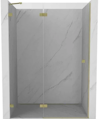 Dušo durys Mexen Lunar, kairinės, 140 cm, transparent/brushed auksinis