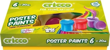 Cricco Plakatų Dažai 20ml 6 Spalvos Vaikams