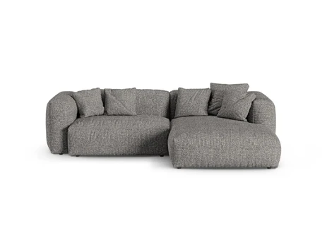 Boucle Modular Right Corner Sofa, "Martina", 2 Seats, 280x176x75, Graphite