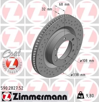 Stabdžių diskas ZIMMERMANN 590.2827.52