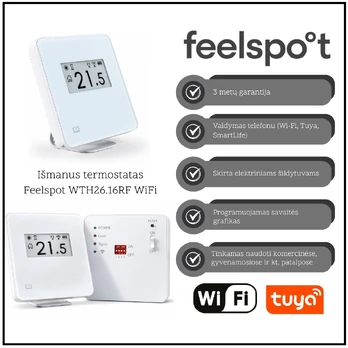 Išmanus programuojamas termostatas Feelspot WTH26.16RF WiFi, Tuya