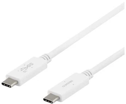 DELTACO USB-C - USB-C cable, 1m, USB 3.1 Gen 2, E-marker chipset, whit