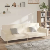 Dvivietė sofa-lova, kreminės spalvos, audinys kaina