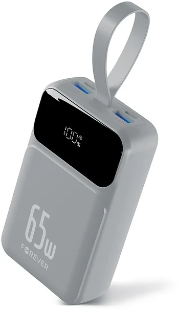 Telforceone Forever power bank Vibe-TB65 PD QC 65W 20000 mAh sidabrinis