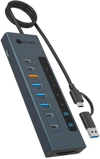 ICY BOX USB3.2 Gen2 Hub PD m. Kartenleser USB3.2 Gen2.10Gbit/s (IB-HUB1742CR-C2PD)