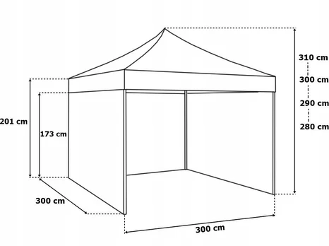 Express prekybos paviljonas 3x3 m 3 sienos juodos