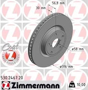 Stabdžių diskas ZIMMERMANN 530.2467.20 kaina