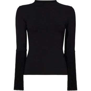 Megztinis moterims, Juoda, Matte viscose knit sweater