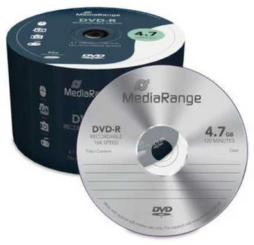 DVD-R MEDIA 4.7GB 16X 50-PACK/MR444 MEDIARANGE