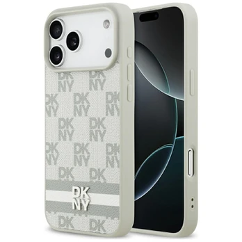 Dėklas DKNY Checkered with Printed Stripes skirtas Apple iPhone 17 Pro Max beige