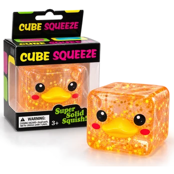 Cube sqeeze – antisresinis squishy žaislas ančiukas, oranžinis