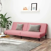 Dvivietė sofa-lova, rožinės spalvos, aksomas kaina