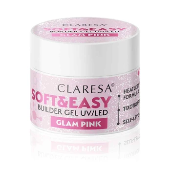CLARESA Żel budujący do paznokci Soft&Easy Builder - Glam Rožinė 45g