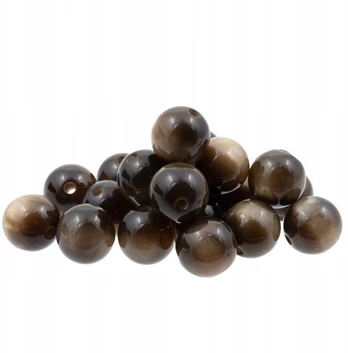Dervos karoliukai 10mm, rudi, blizgūs, 20 vnt.