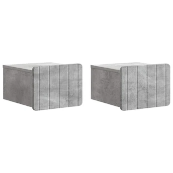 Sieninis naktinis staliukas 2 pcs Betono pilka Apdirbta mediena