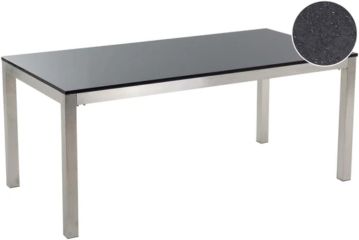 Beliani Posėdžių stalas GROSSETO 90 cm 180 cm granito spalvos juodas