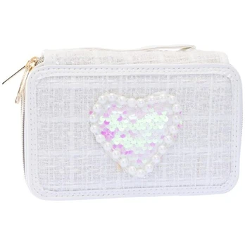 Tweed pencil case 3 levels white
