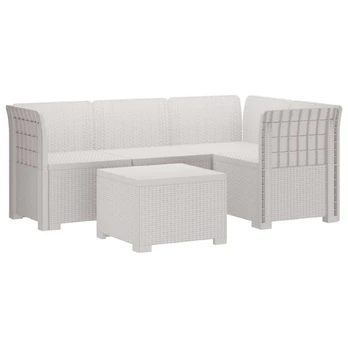 4 Vietų Sodo Sofa Ratanų Imitacija PP Balta