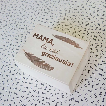 Medinė dėžutė "Mama, tu esi gražiausia"