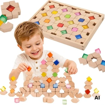 Viga Toys Konstravimo kaladėlės VIGA, 66 elementai