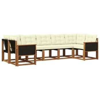 Lauko sofos komplektas su pagalve 7 pcs Natūralus ir grietinėlė
