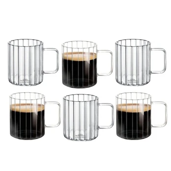 Wilmax Stiklinis puodelis su rievėmis, 150 ml, 6 vnt.