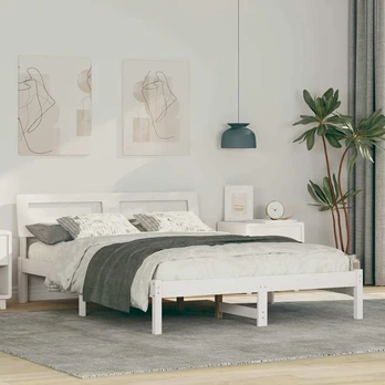 Lovos rėmas Balta 135 x 190 cm Kietos pušies mediena