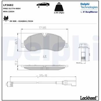 DELPHI LP3682 Brake pad set