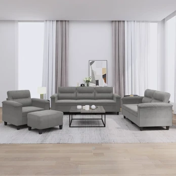 Sofa Sofos komplektas su pagalvėlėmis, 4 dalių, pilkas, audinys