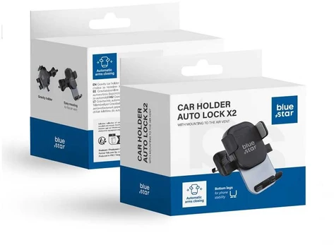 Dėklas Blue Star Mėlynas STAR AUTO LOCK X2 air vent car holder juodas