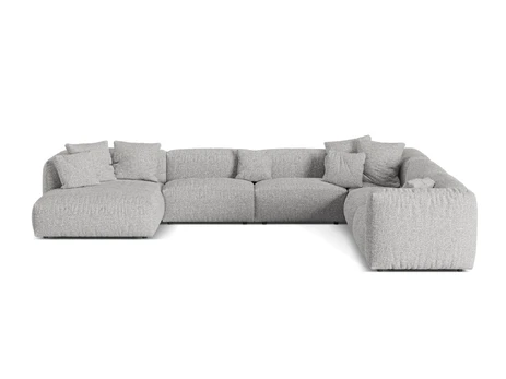 Boucle Modular Right Corner Sofa, "Martina", 6 Seats, 404x312x75, Silver