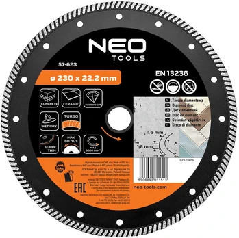 Neo Tools Deimantinis diskas 230 x 22,2 mm, turbo itin plonas