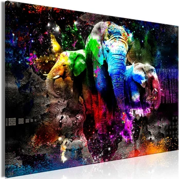 Artgeist Paveikslas - Colorful Elephants (1 Part) Wide