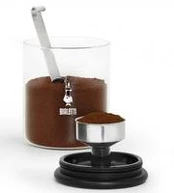 Waste-preventing glass coffee jar Bialetti