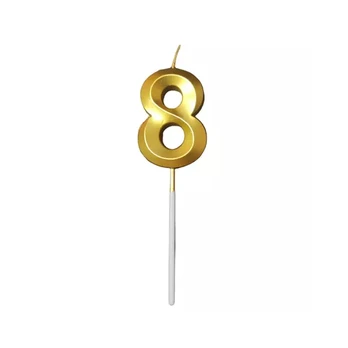Auksinė žvakutė tortui, skaičius "8"