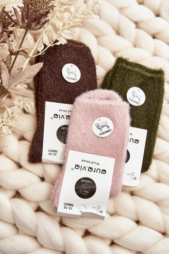 Šiltos Smooth moteriškos kojinės Alpaca Green