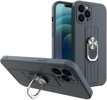 Hurtel Silikoninis dėklas su žiedu iPhone 13 Pro – mėlynas